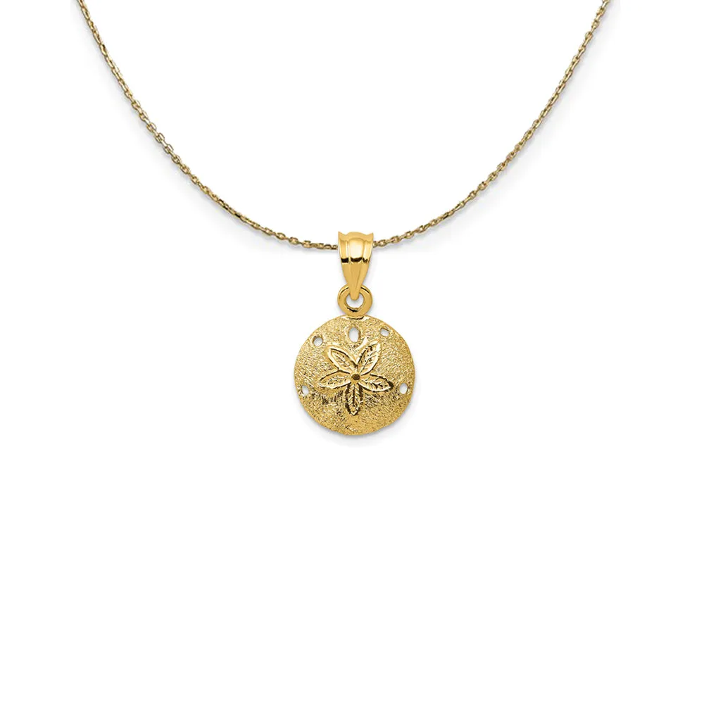 14k Yellow Gold 12mm Laser Cut Sand Dollar Necklace