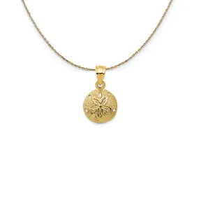 14k Yellow Gold 12mm Laser Cut Sand Dollar Necklace