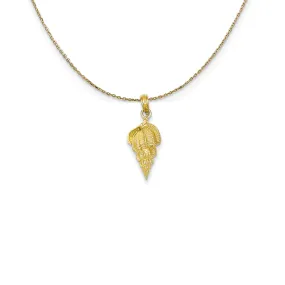 14k Yellow Gold 2D Textured Conch Shell Necklace