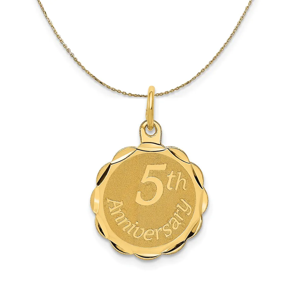 14k Yellow Gold 5th Anniversary Circle Necklace