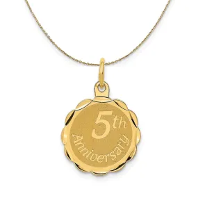 14k Yellow Gold 5th Anniversary Circle Necklace