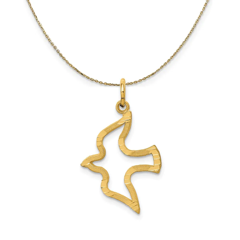 14k Yellow Gold Diamond Cut Dove Necklace