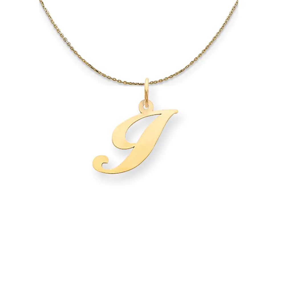 14k Yellow Gold LG Fancy Script Initial I Necklace