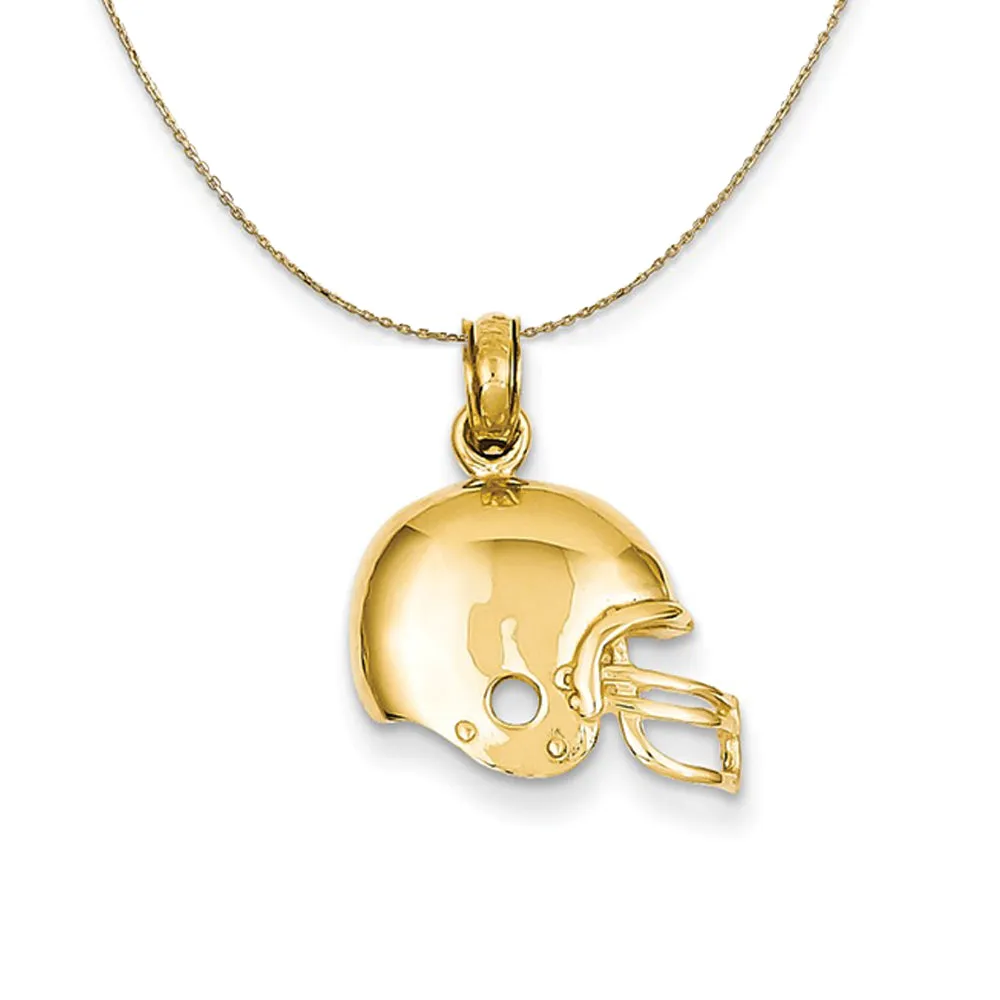 14k Yellow Gold Polished Football Helmet Necklace