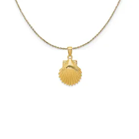 14k Yellow Gold Polished Scallop Shell (25mm) Necklace