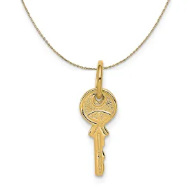 14k Yellow Gold Small Key (6mm) Necklace