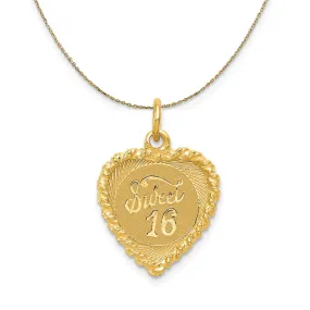 14k Yellow Gold Sweet 16 Heart Necklace