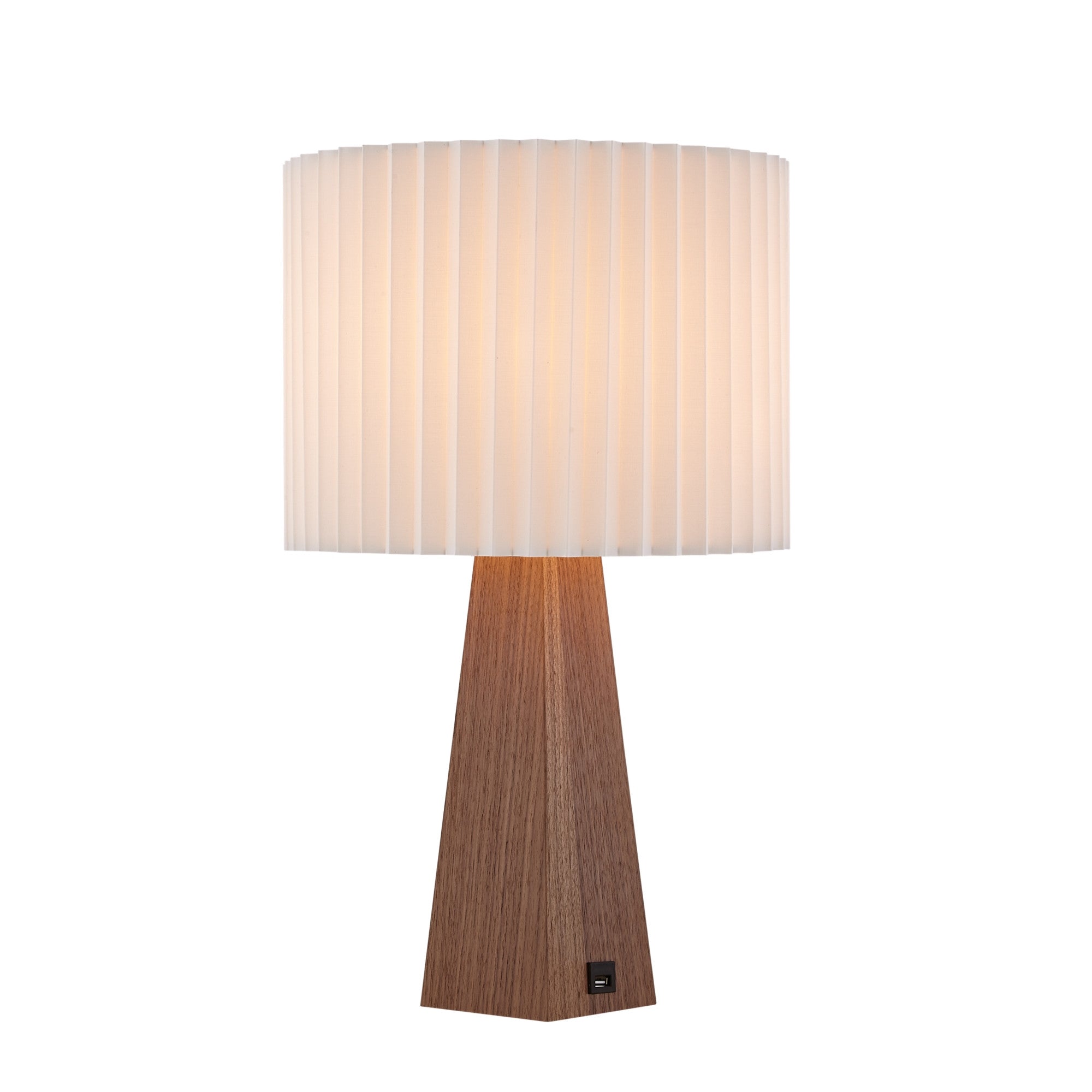 20 Ivory Solid Wood USB Table Lamp With Ivory Drum Shade