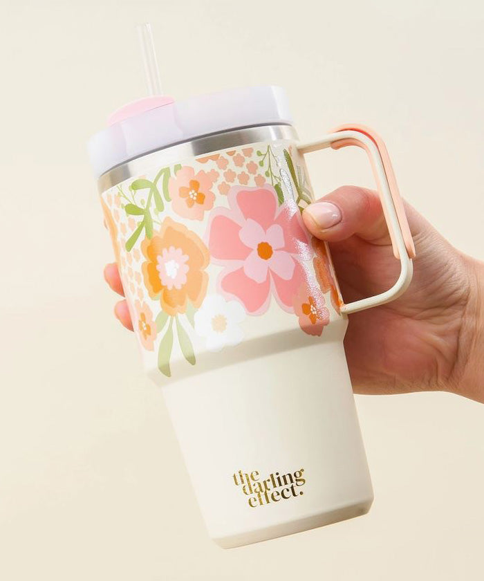 20oz Mini On-The-Go Tumbler - Beyond Blooms Pink Orange