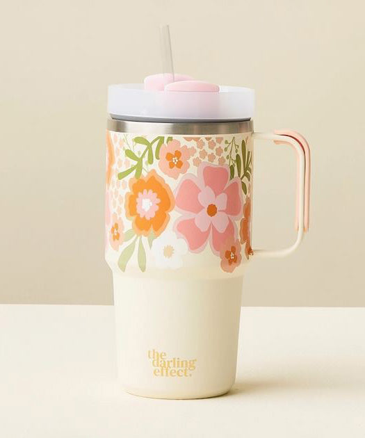 20oz Mini On-The-Go Tumbler - Beyond Blooms Pink Orange