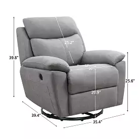 35 Light Gray Fabric Power Recliner With USB