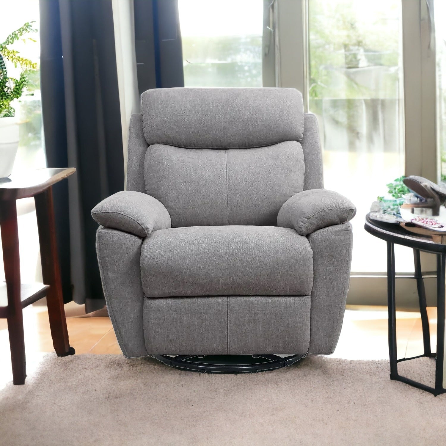 35 Light Gray Fabric Power Recliner With USB