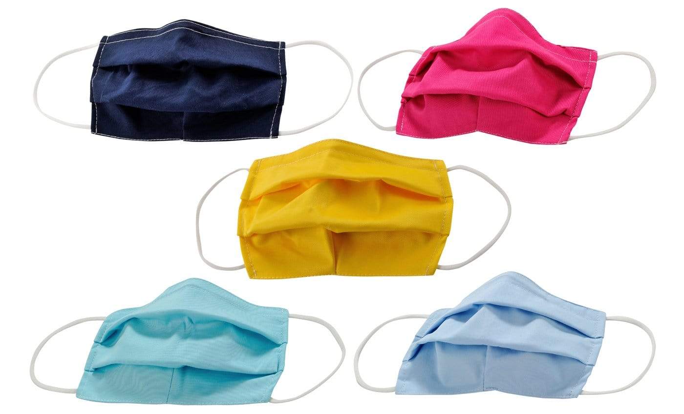 5-Pack Pleated Reusable Cotton Non-Medical Masks with Adjustable Nose Bridge