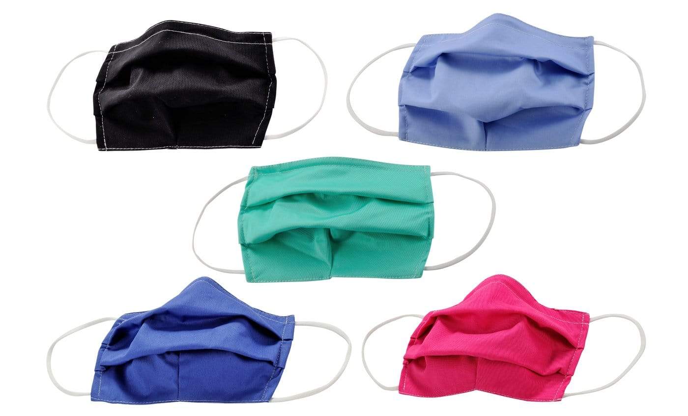 5-Pack Pleated Reusable Cotton Non-Medical Masks with Adjustable Nose Bridge