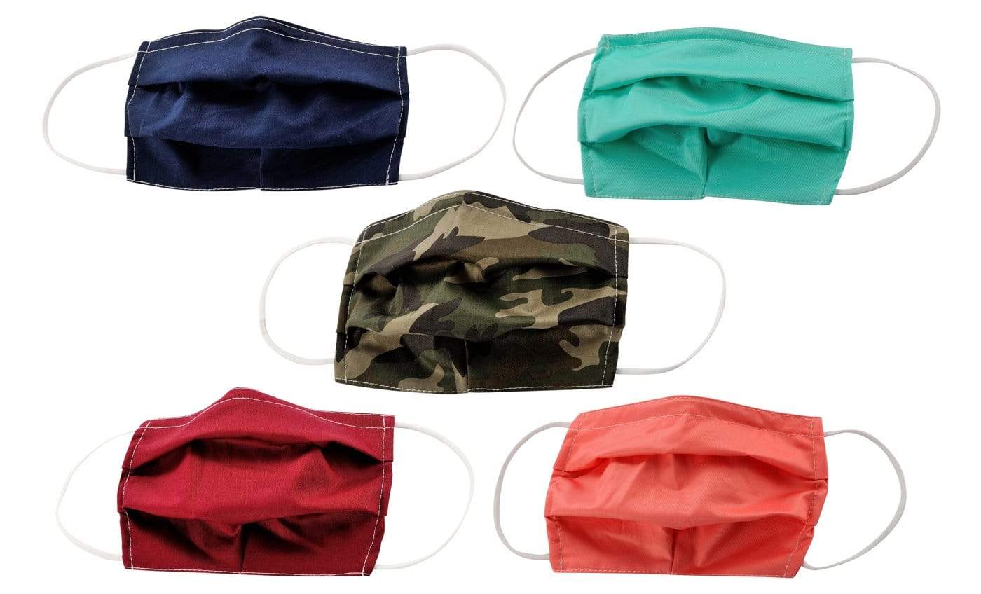 5-Pack Pleated Reusable Cotton Non-Medical Masks with Adjustable Nose Bridge