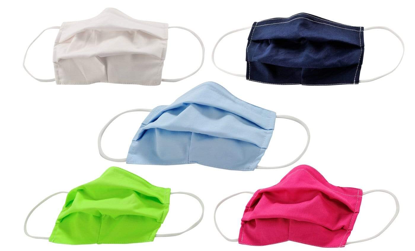 5-Pack Pleated Reusable Cotton Non-Medical Masks with Adjustable Nose Bridge