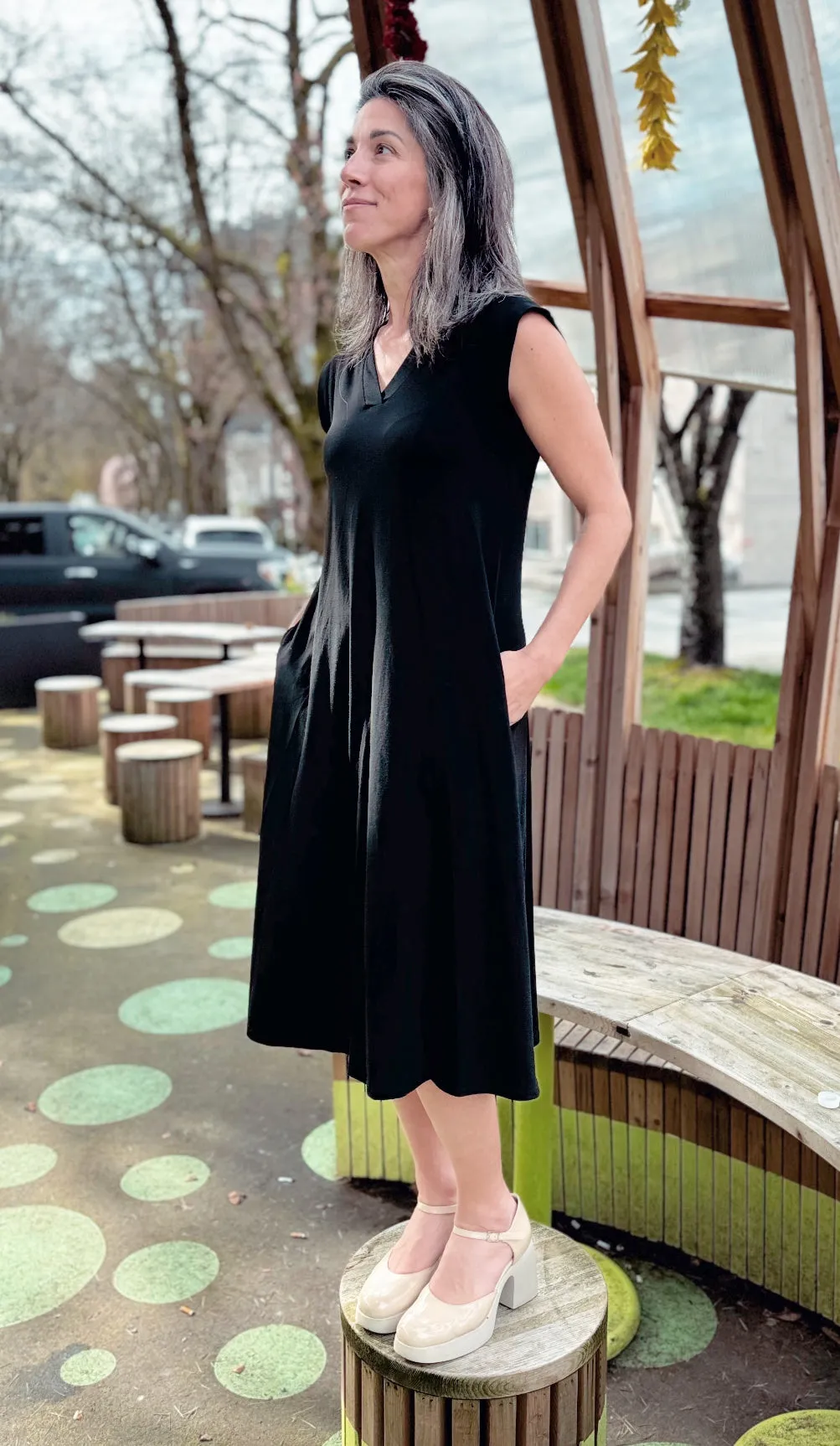 6925 Knit Black Dress