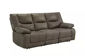 87 Gray And Black Faux Leather Reclining USB Sofa