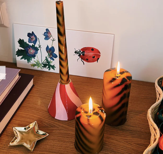 anna + nina Small Tiger Stripe Pillar Candle