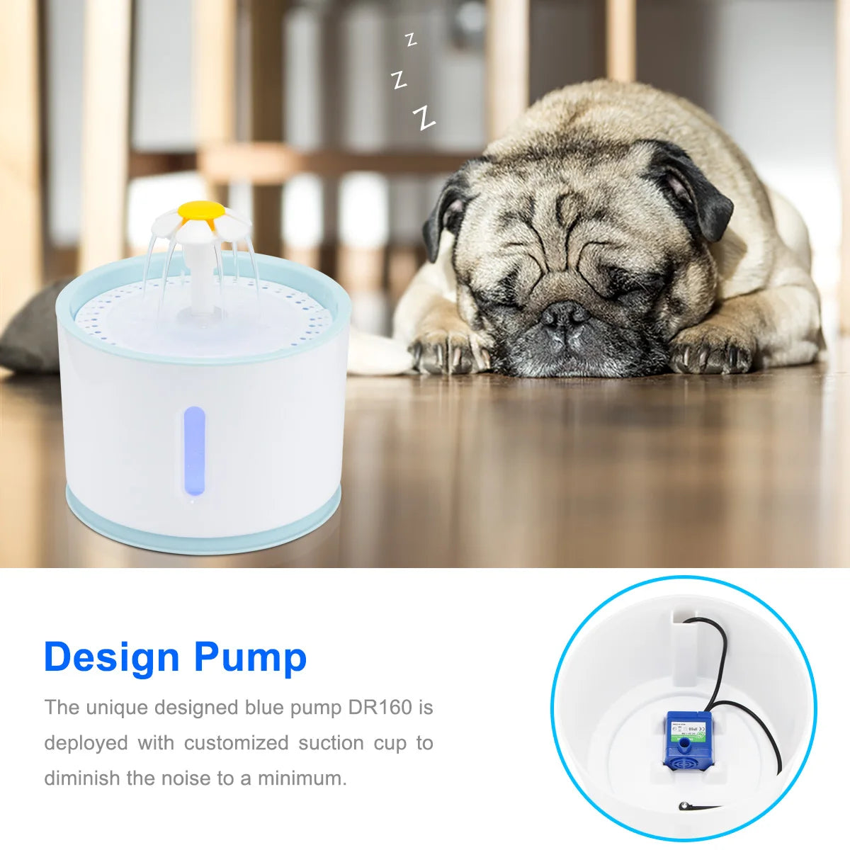 Automatic Pet Water Fountain - 2.4L Pet Water Fountain with LED Light (Electric USB) for Cats & Dogs