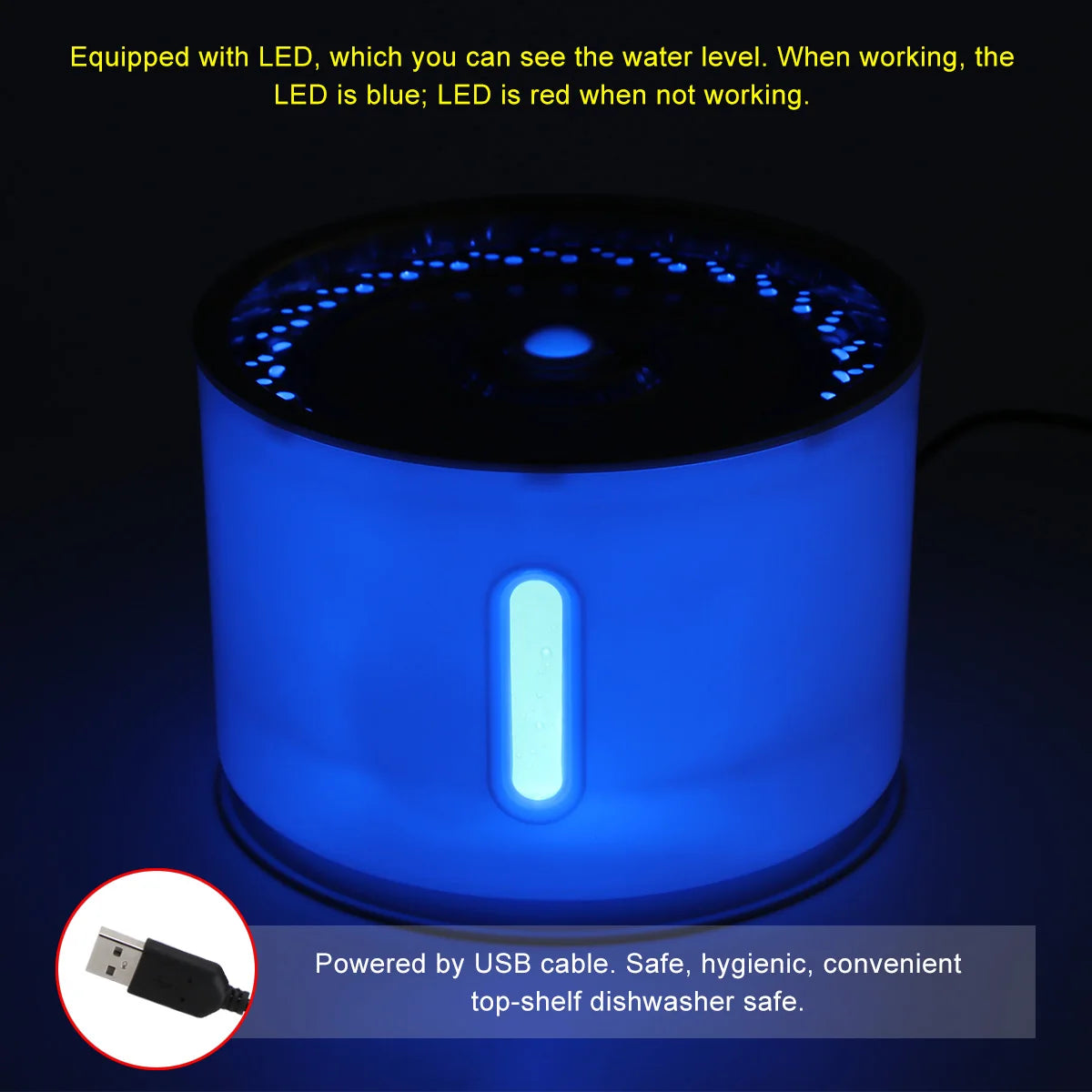 Automatic Pet Water Fountain - 2.4L Pet Water Fountain with LED Light (Electric USB) for Cats & Dogs