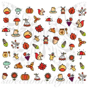 Autumn Nail Art Leaves and Pumpkins Nail Water Slides