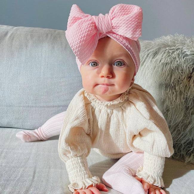 Baby Adjustable Bow Headband — Blush