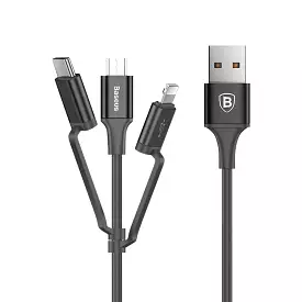 Baseus 3-in-1 USB Cable For iPhone Micro USB Type C Multi Charger Cable