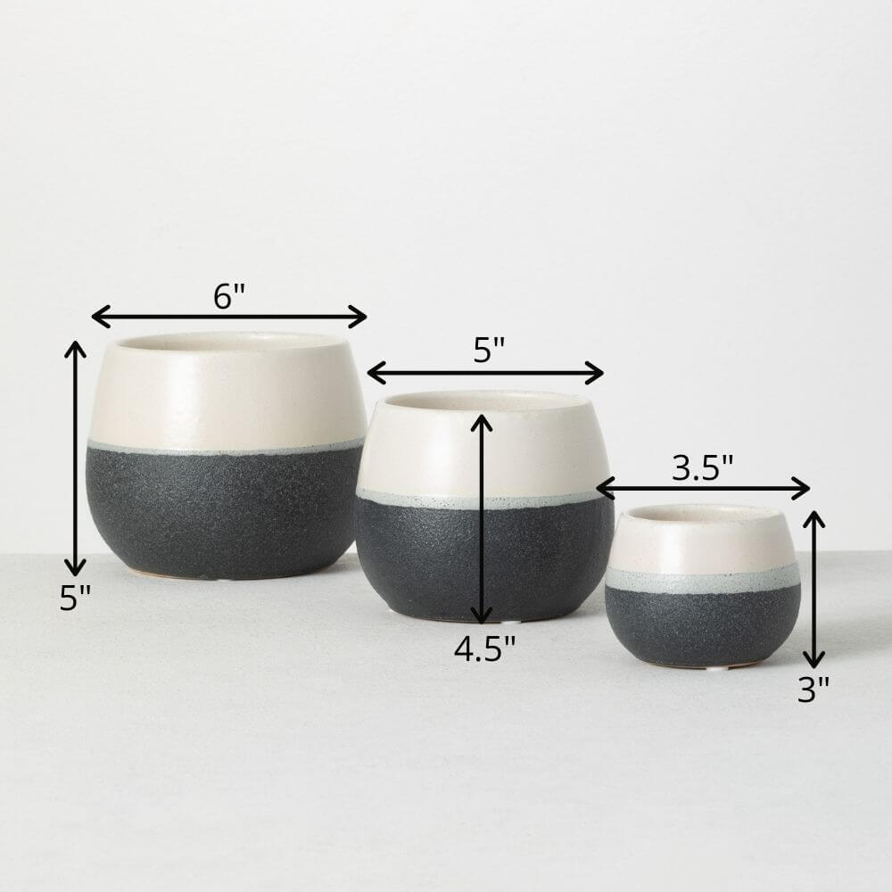 Black And White Planter Set