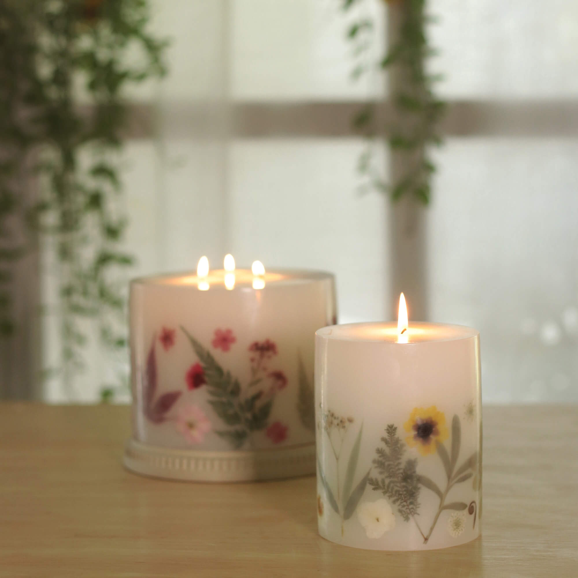 Blooming Blush Pillar Candle