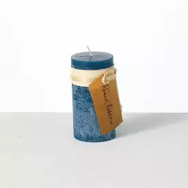 Blue Timber Pillar Candle