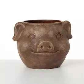 Brown Outdoor Pig Planter