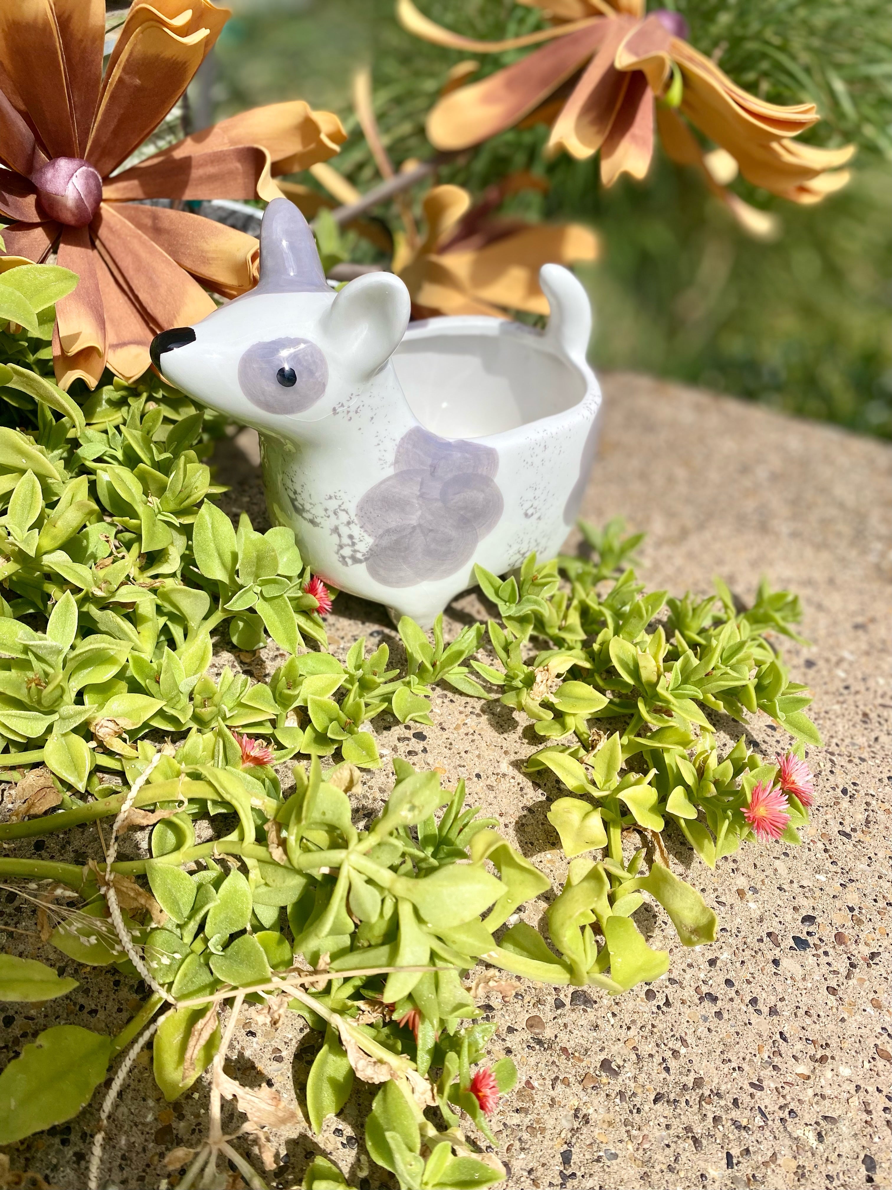 CERAMIC DOG PLANTER