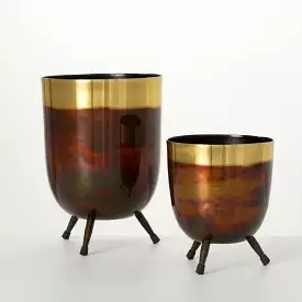 Copper & Bronze Planter Set 2