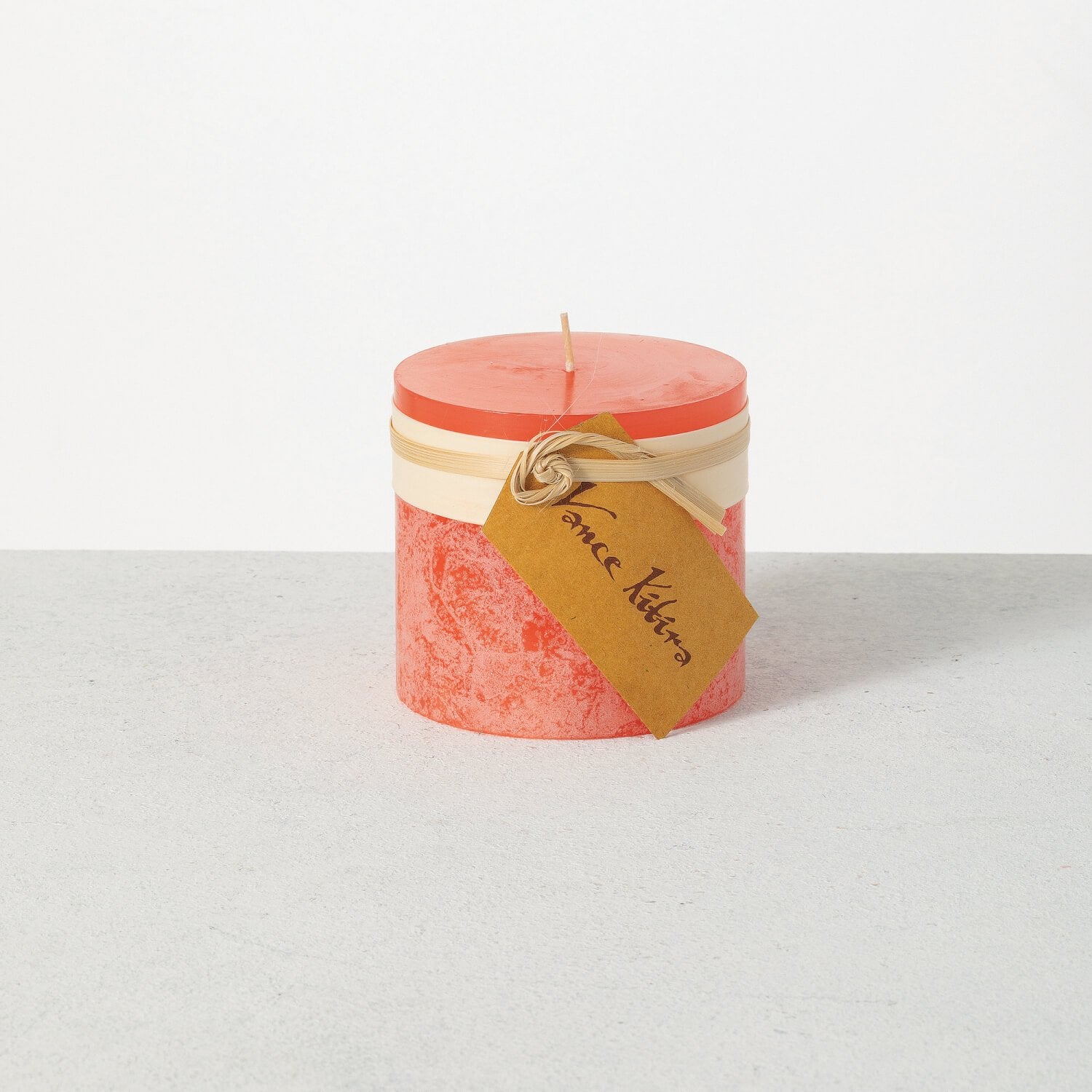 Coral Timber Pillar Candle