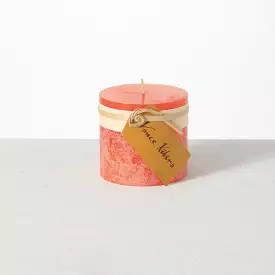 Coral Timber Pillar Candle