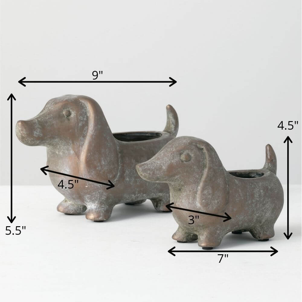 Dachshund Dog Planter Set Of 2