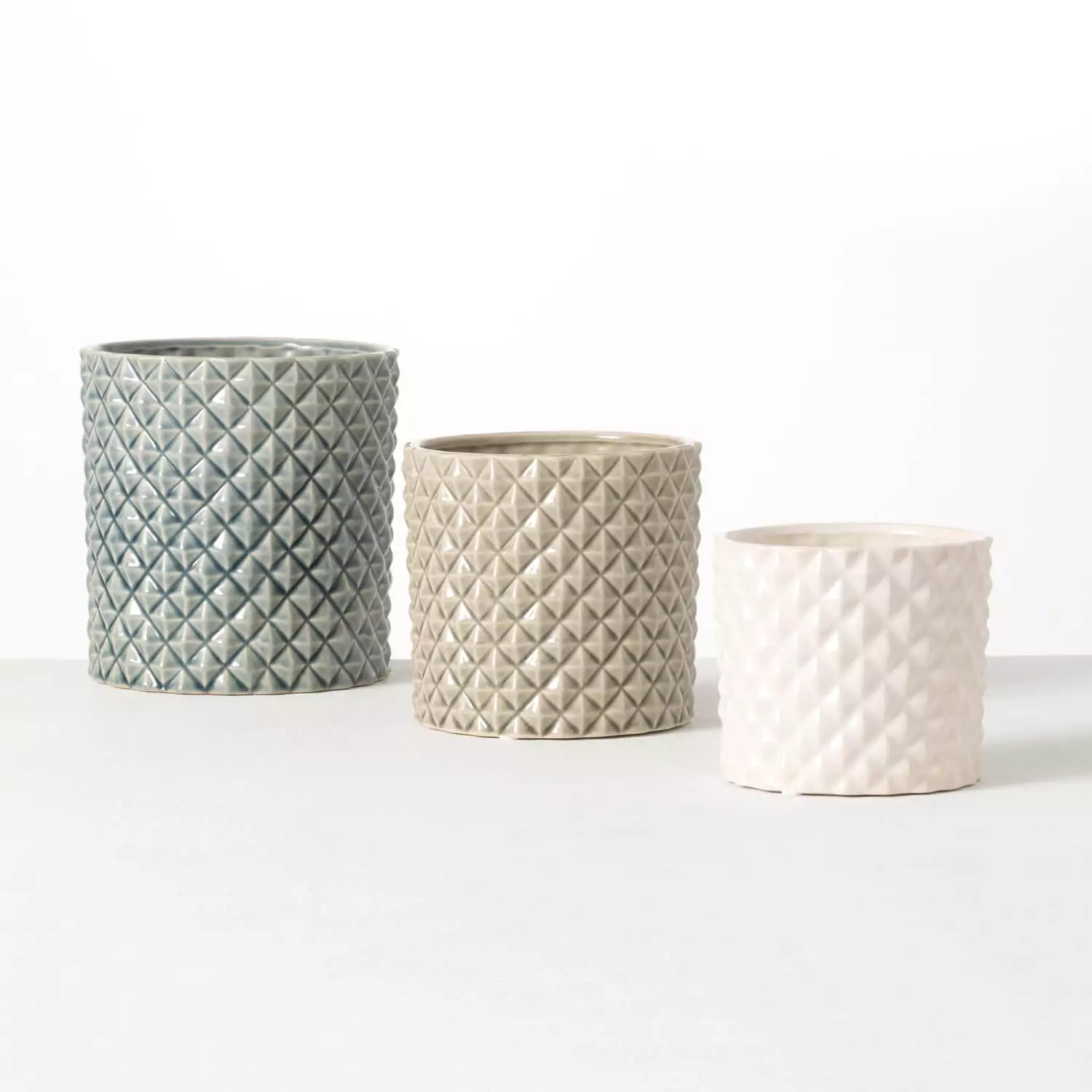 Diamond Embossed Planter Set 3