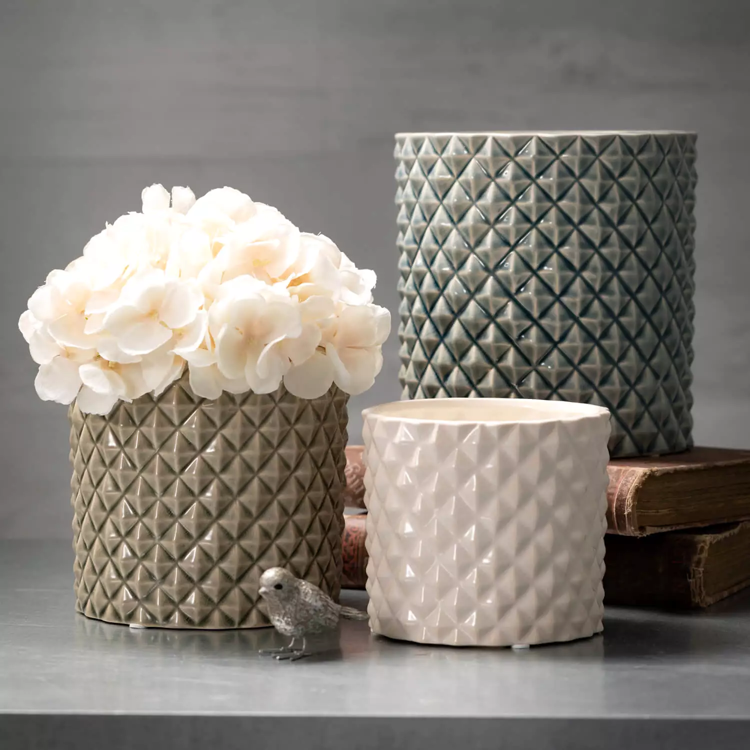 Diamond Embossed Planter Set 3