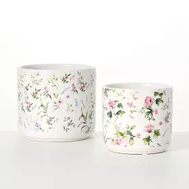 Floral Ceramic Planter Set 2