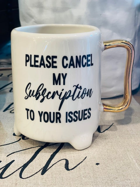 FOOTED MUG WITH SAYING