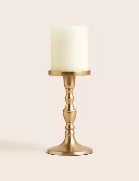 Gold Metal Pillar Candle Holder