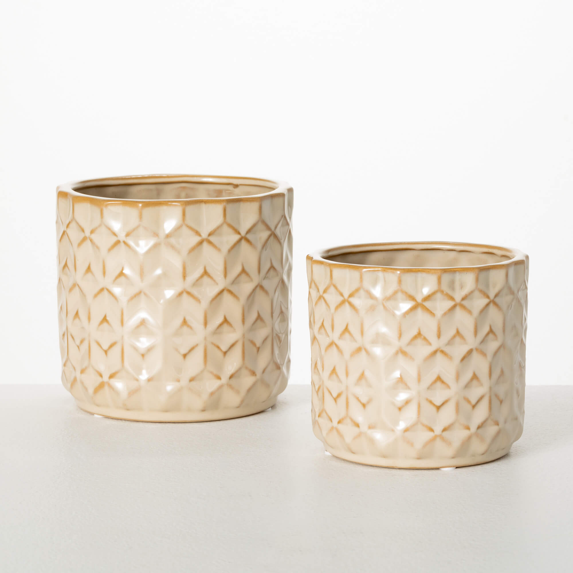 Golden Geometric Planter Set 2