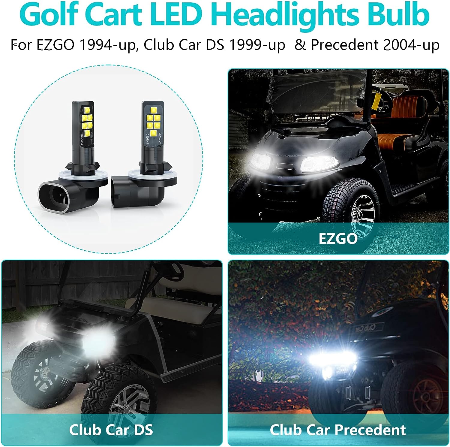 Golf Cart Headlight Bulb LED Bulb for EZGO & Club Car DS Precedent - 10L0L