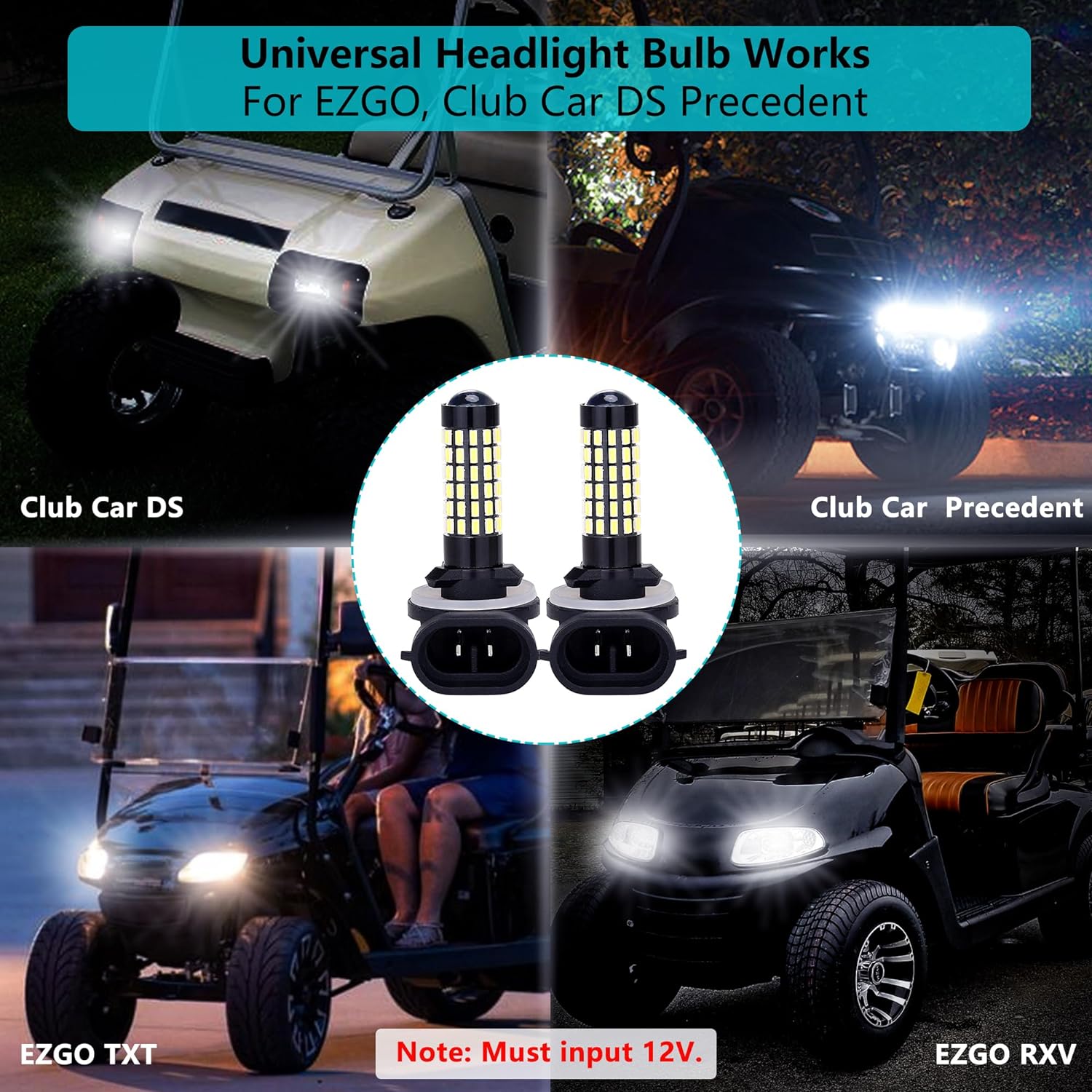 Golf Cart Headlight Bulb Luxury LED Light for E-Z-GO & Club Car DS Precedent - 10L0L