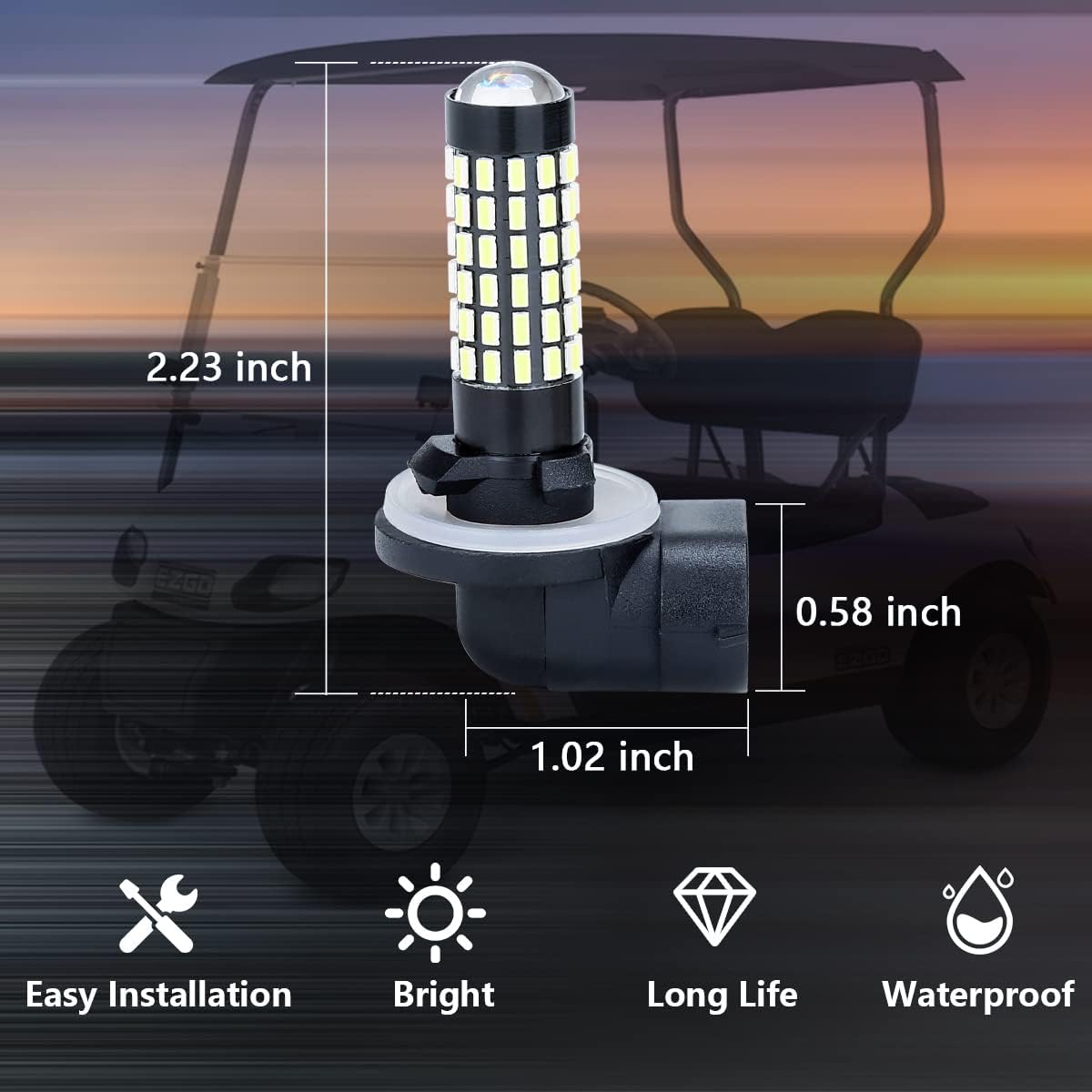 Golf Cart Headlight Bulb Luxury LED Light for E-Z-GO & Club Car DS Precedent - 10L0L