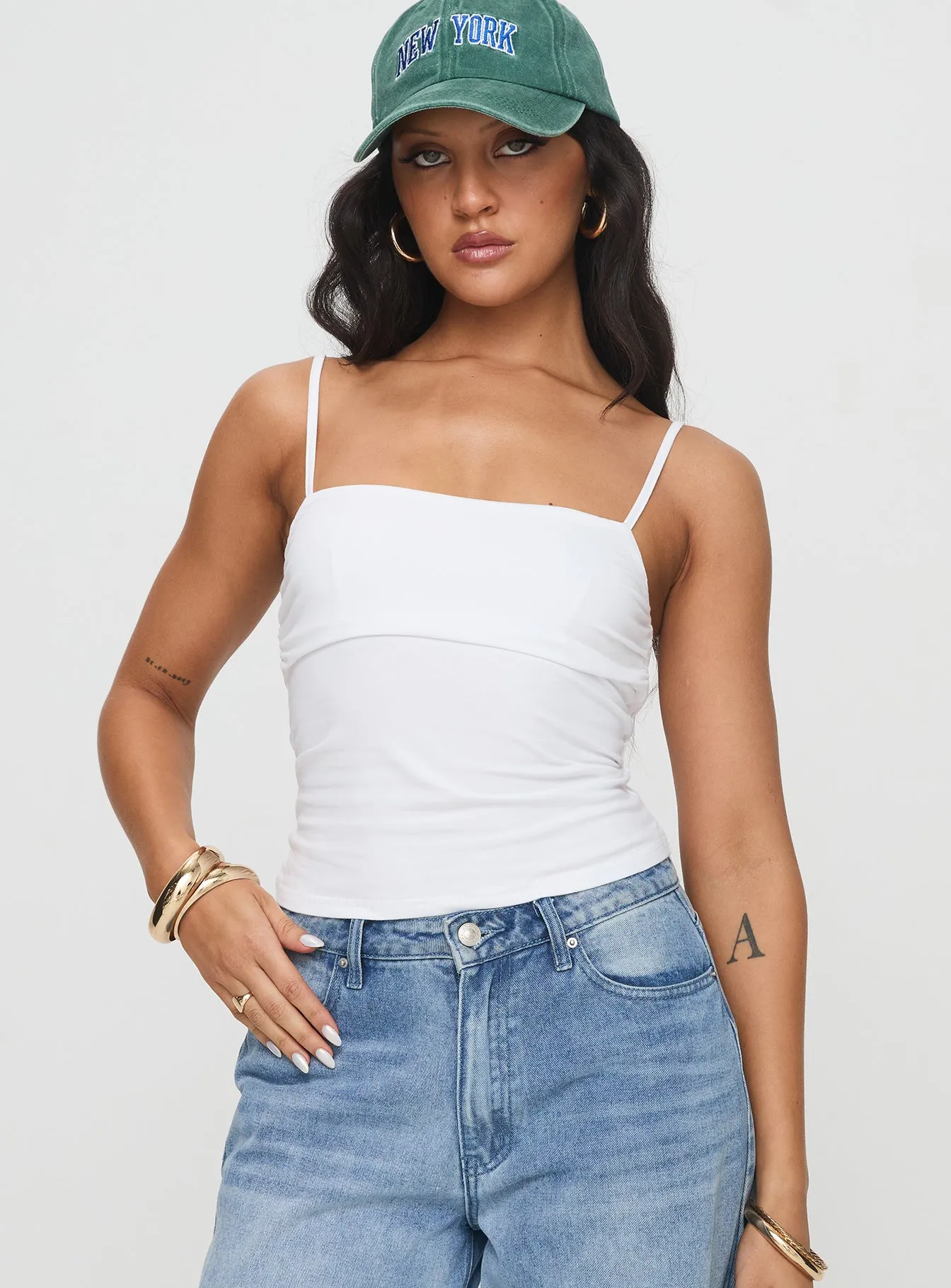 Halbert Ruched Top White