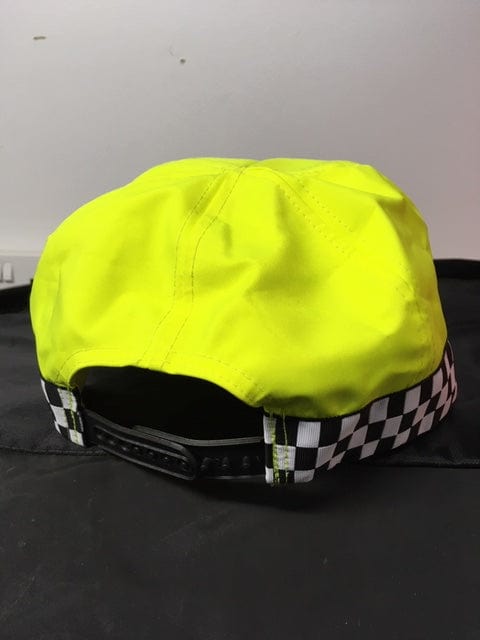 Hi Vis Yellow Baseball Cap, chequerboard, adjustable black plastic strip (Used – Grade A)