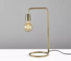 Industrial Antique Brass Finish Metal Desk Lamp With Vintage Edison Bulb