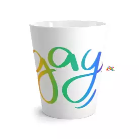 Latte Mug with Gay In Rainbow Cursive Font